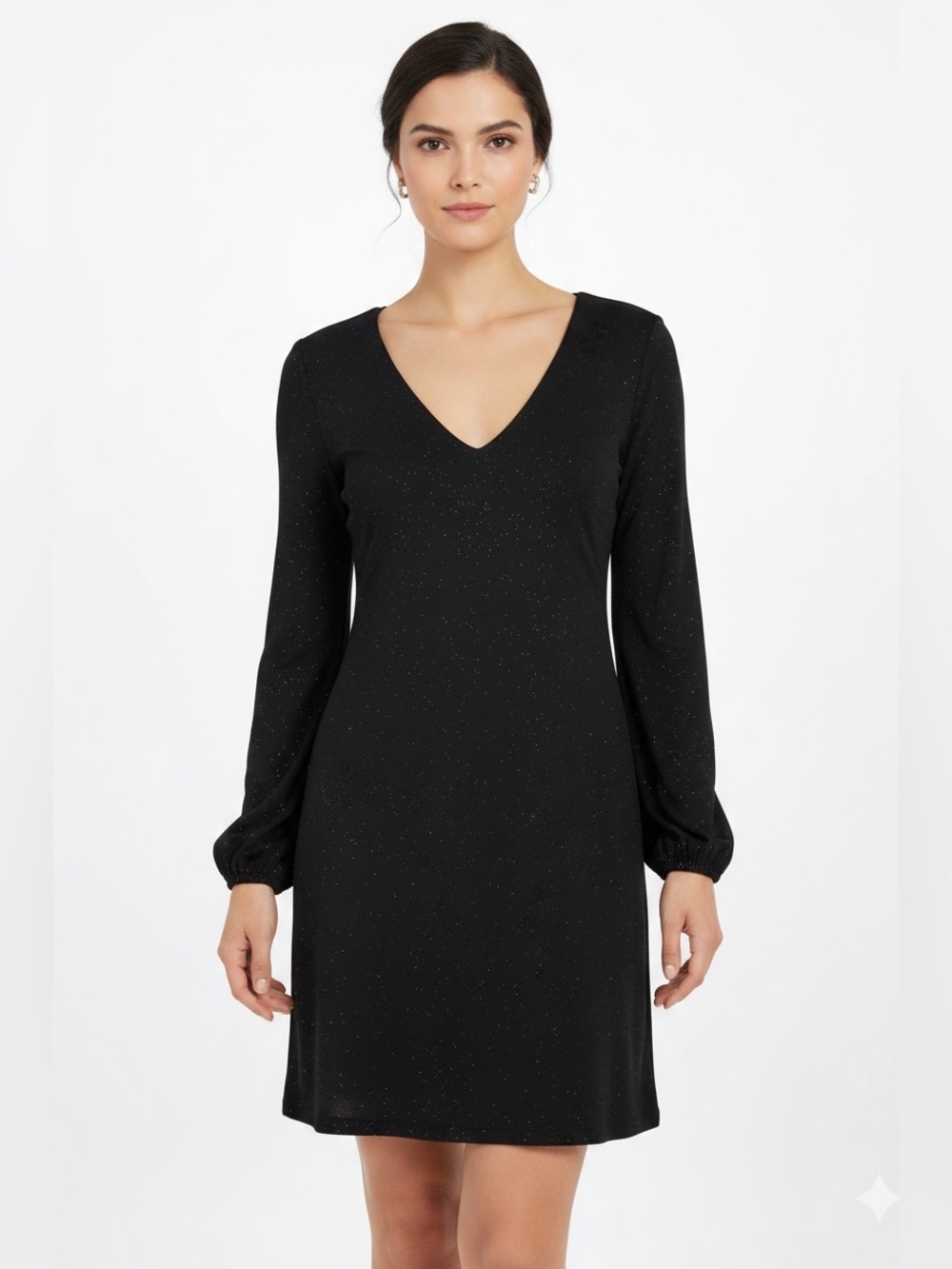 Signature by Robbie Bee Black Glitter Tie Back Dress Size M